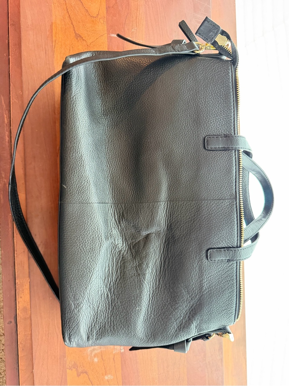 T Tahari Riley Black Leather Satchel Bag - Picture 4 of 6